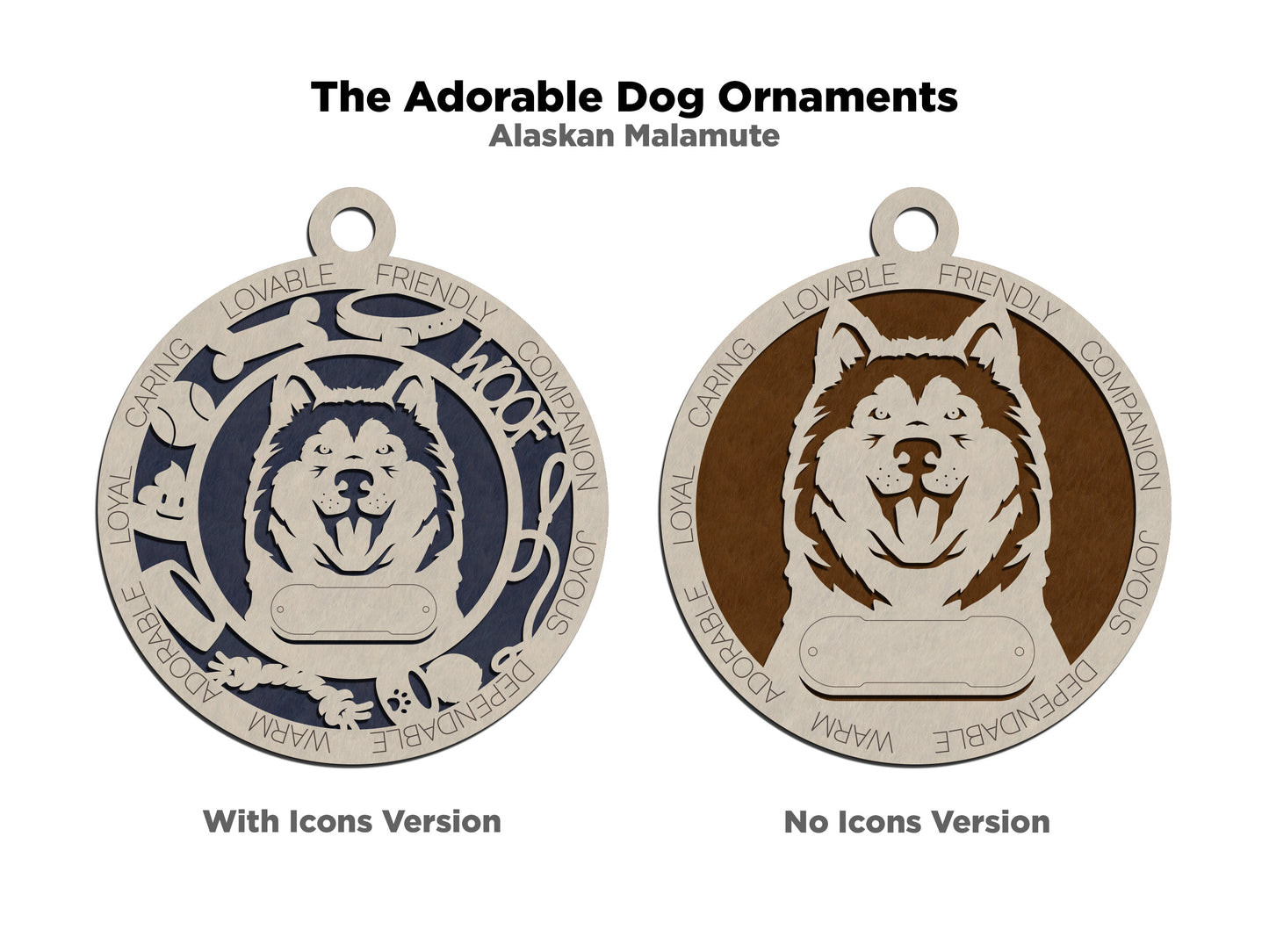 Adorable Dog Ornaments - Alaskan Malamute