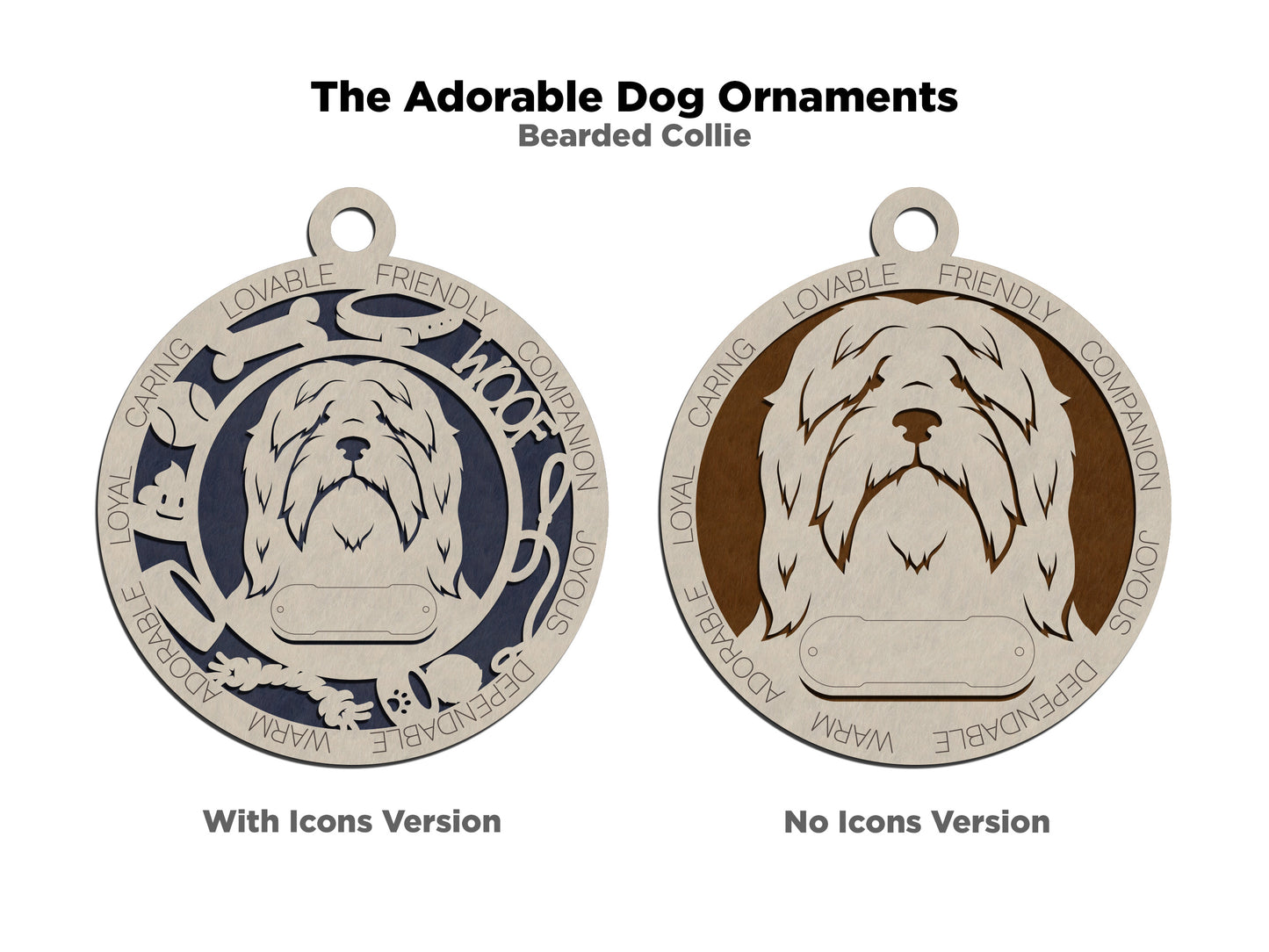 Adorable Dog Ornaments - Bearded Collie