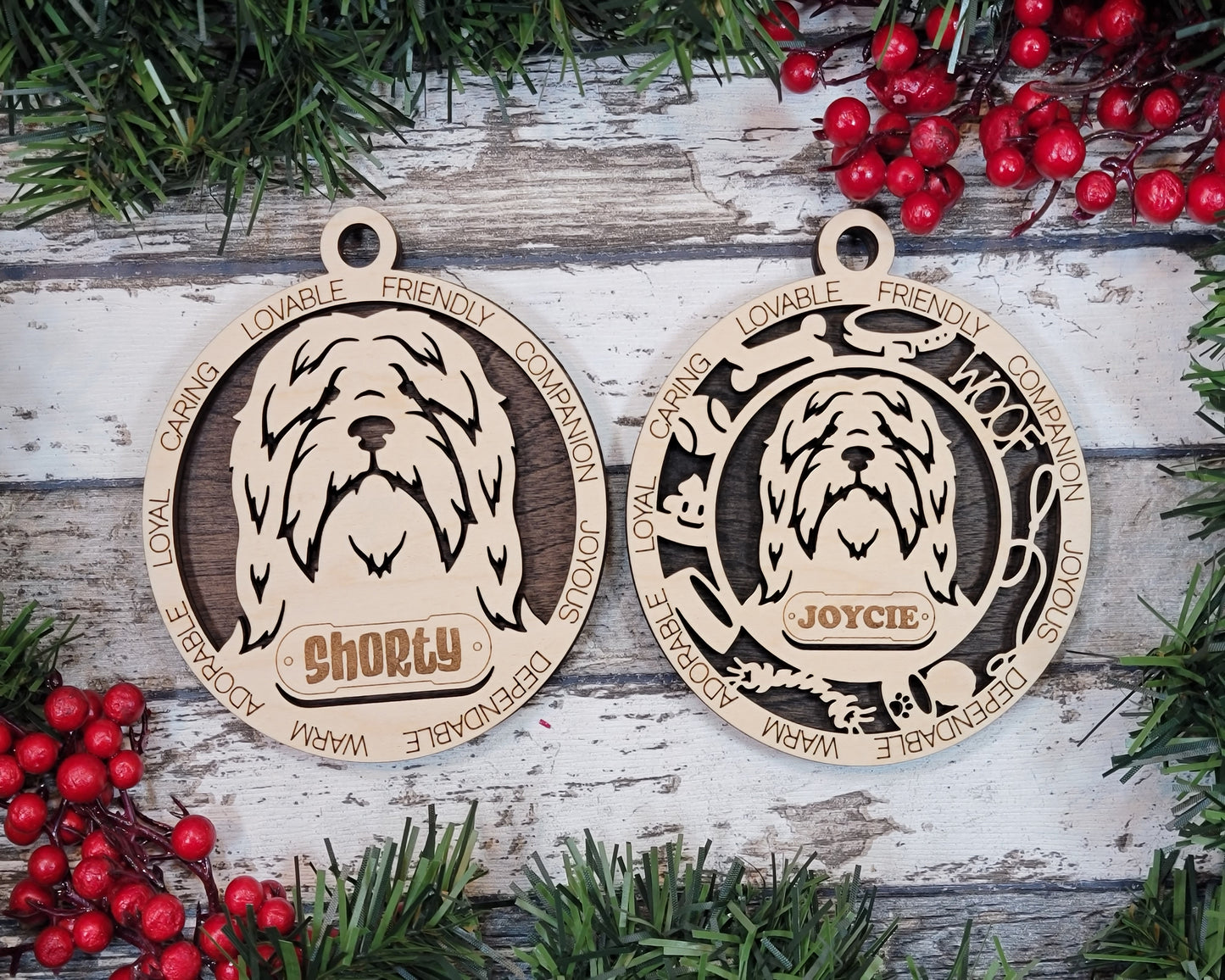 Adorable Dog Ornaments - Bearded Collie