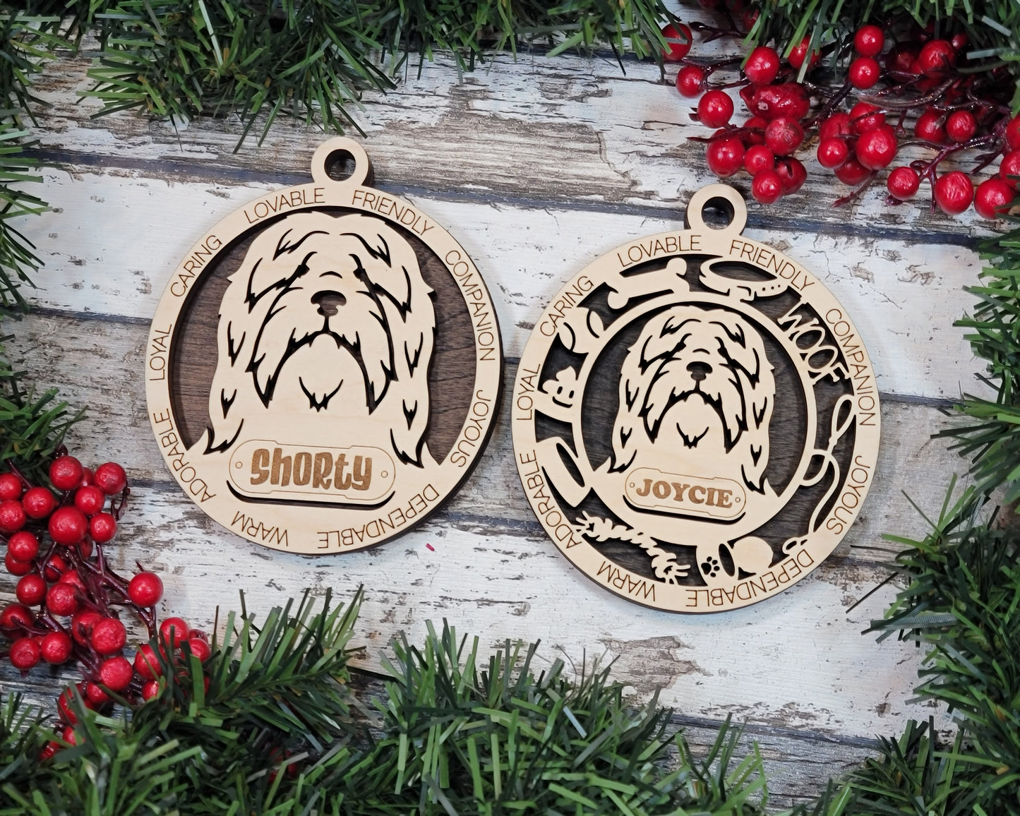 Adorable Dog Ornaments - Bearded Collie