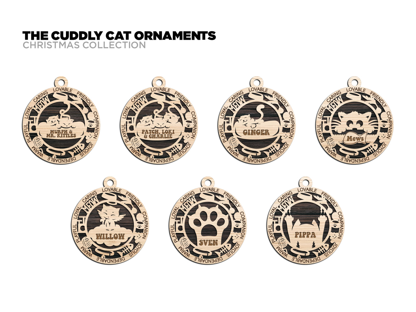 Cuddly Cat Ornaments