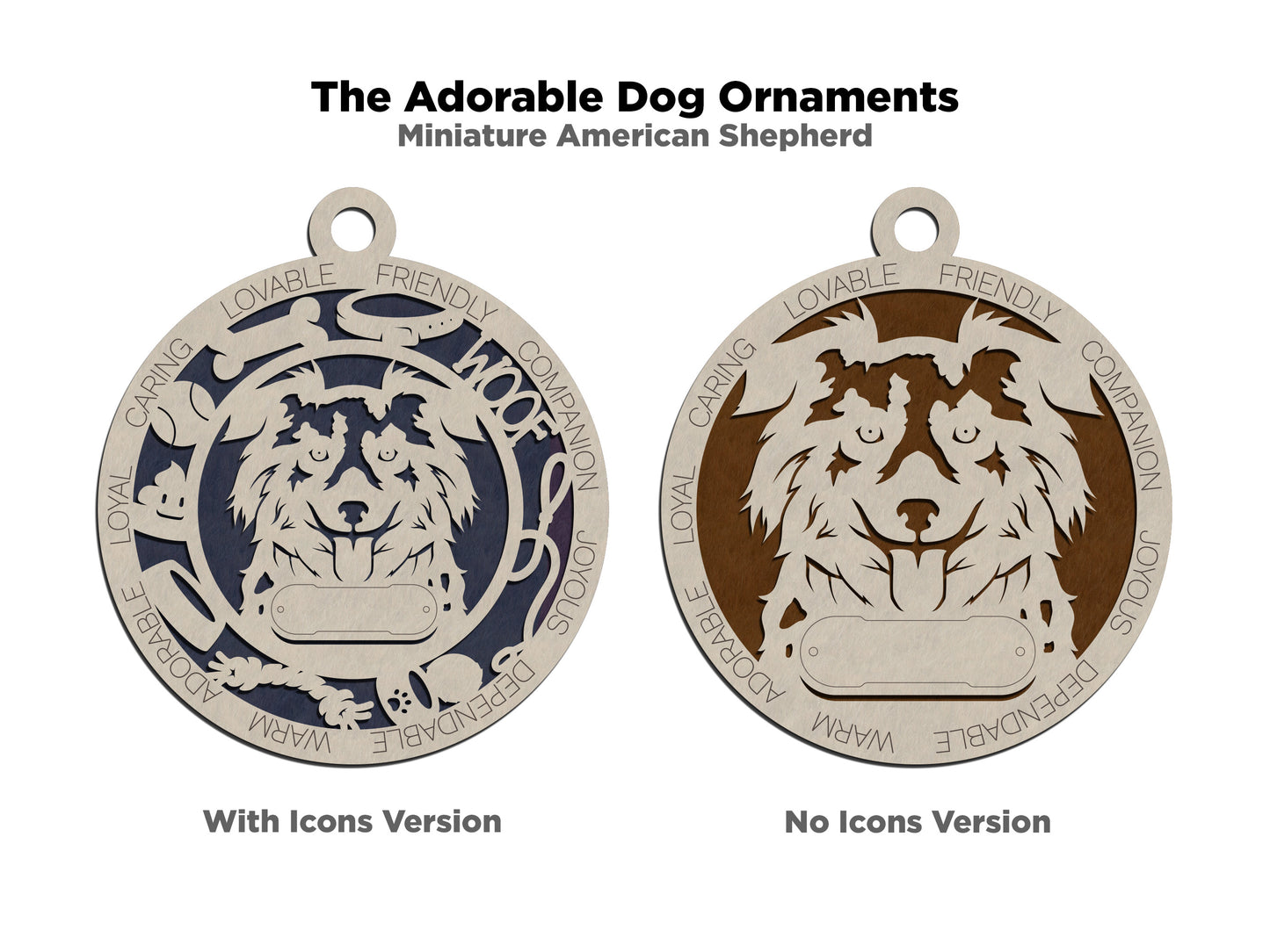 Adorable Dog Ornaments - Miniature American Shepherd