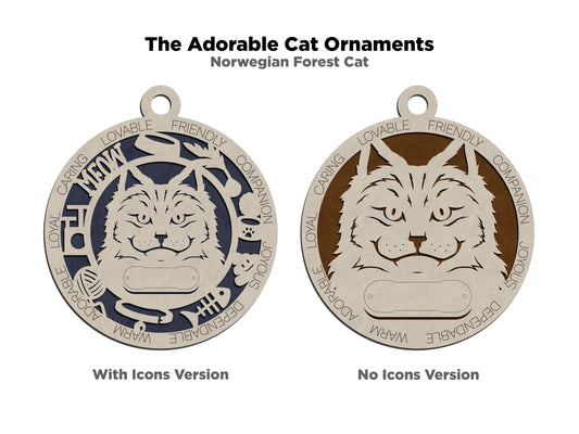 Adorable Cat Ornaments - Norwegian Forest Cat