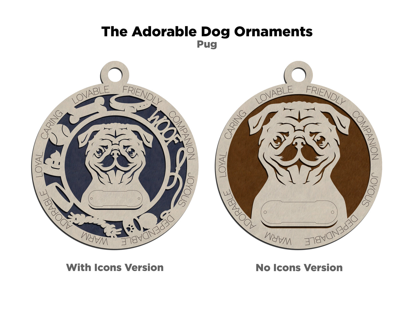 Adorable Dog Ornaments - Pug