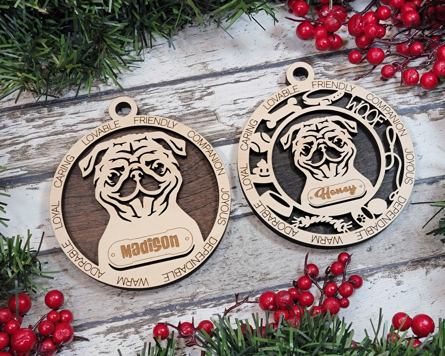 Adorable Dog Ornaments - Pug