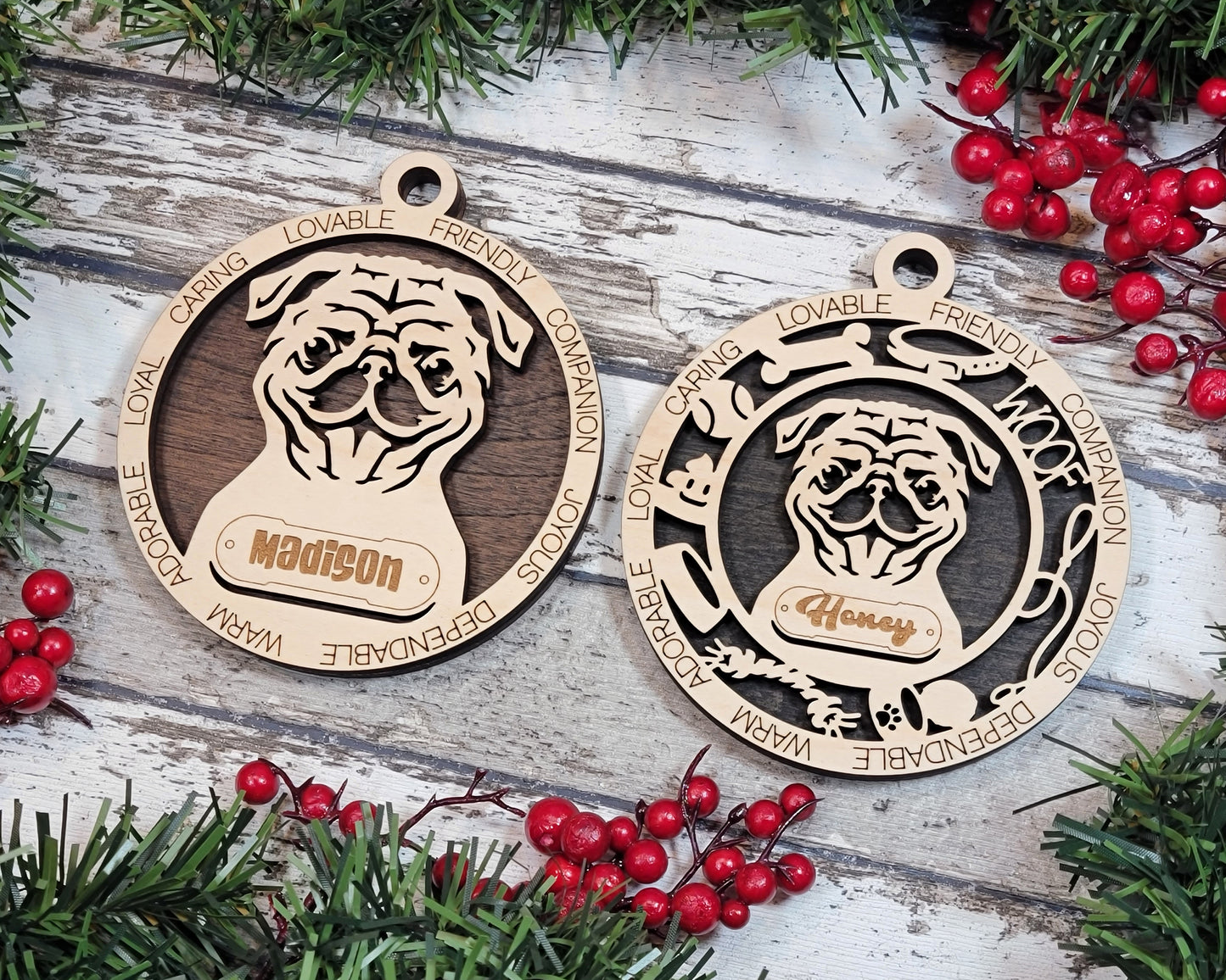 Adorable Dog Ornaments - Pug