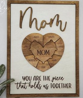 Mom Heart Puzzle Frame