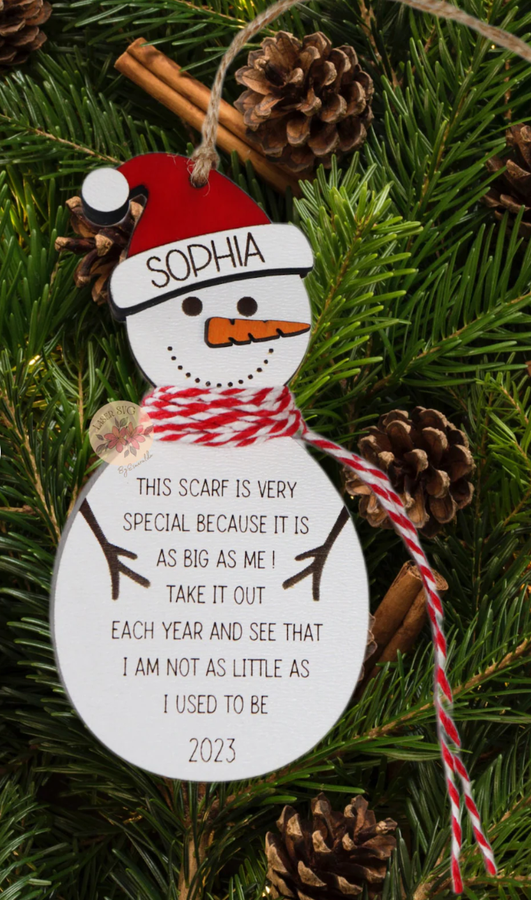 Snowman Scarf Growth Chart Ornament